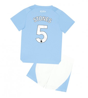 Manchester City John Stones #5 Koti Pelipaita Lasten 2023-24 Lyhyet Hihat (+ Lyhyet housut)